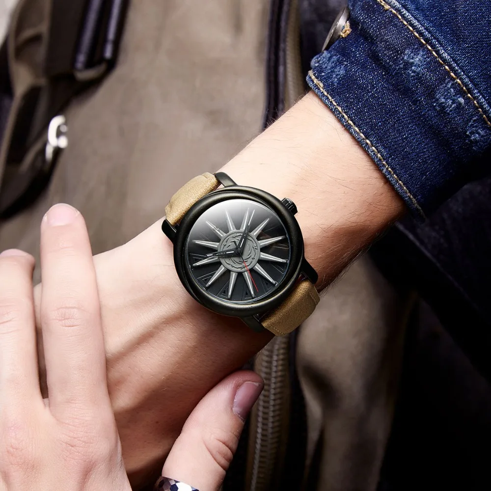 EYKI Brand Men Rotation Watches Man Watches Military Waterproof Men's Watch Male Trend Leather PU Trend Creative Wristwatch 