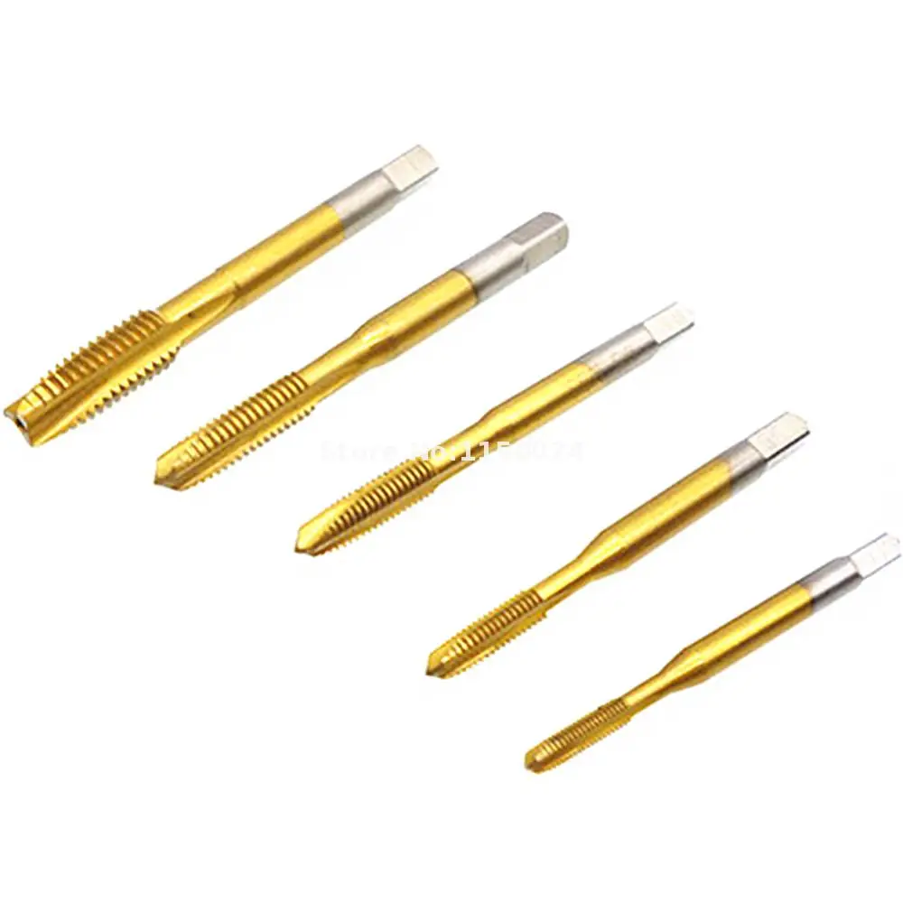 5pc M3 M8 HSS Spiral Point Tap Straight Flute Metric Titanium Machine Screw Tap 3mm 4mm 5mm 6mm