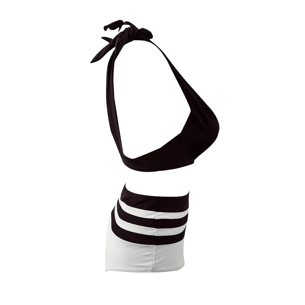 Бикини черный белый лоскутный купальник Высокая талия Купальник женское микро-бикини пуш-ап однотонный бикини для плавания костюм для женщин