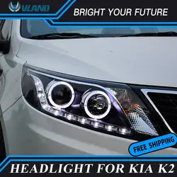 Автомобиль Ангел-eyes фара для Kia K2 Рио светодиодный фары 2011-2014 DRL Биксеноновая проектор объектив передний свет