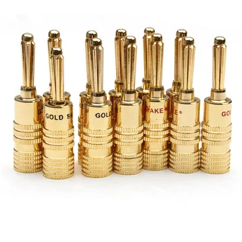 

YT 12PCS 4mm 24k Gold Connectors Banana Plug Copper plated Musical Speaker Cable Wire Banana Plugs Wire Connectors