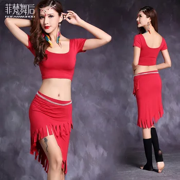 

2017Rushed Branded Garments Belly Dance Costume Professional For Women Bellydance set top+skirt suits M L FF7102