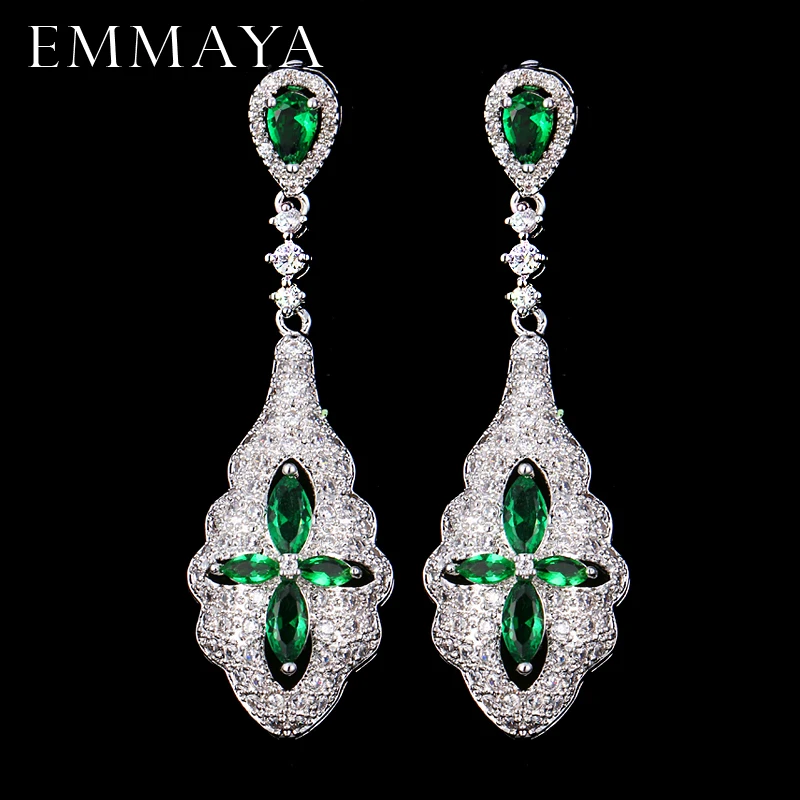 Женские серьги подвески EMMAYA модные золотистые 3 цветов с фианитом свадебные