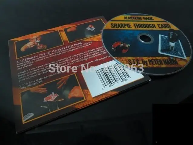 Sharpie Through Card(DVD+Gimmick)- Card Magic Trick,Accessories,Mentalism,Close-Up Magic,Fun,Illusion,Magia Toys Joke