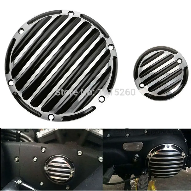 

2xCNC Chrome Derby Timing Timer Cover Set For Harley 04-15 Sportster XL 1200 883