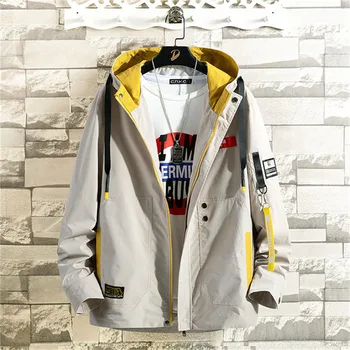 

Autumn Winter 2019 Brand New Men Windbreaker Hooded Jacket Fashion Hip Hop Loose Casual Jacket Mens Zipper Outwear Coats Men