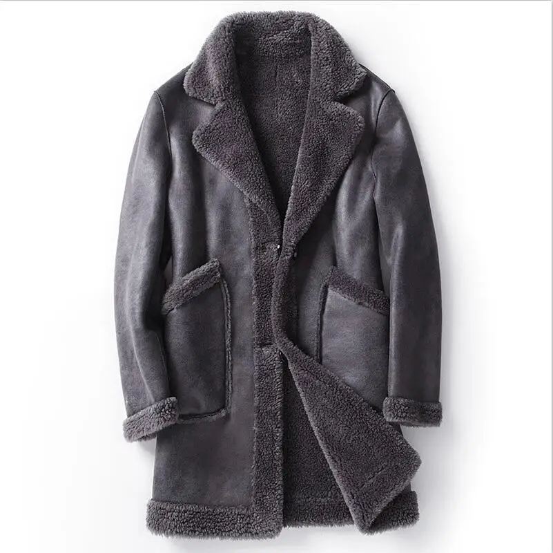 Брендовое роскошное зимнее толстое теплое длинное пальто, мужское модное пальто с воротником из натурального меха, Мужская однобортная верхняя одежда с карманами, M-5XL - Цвет: 2
