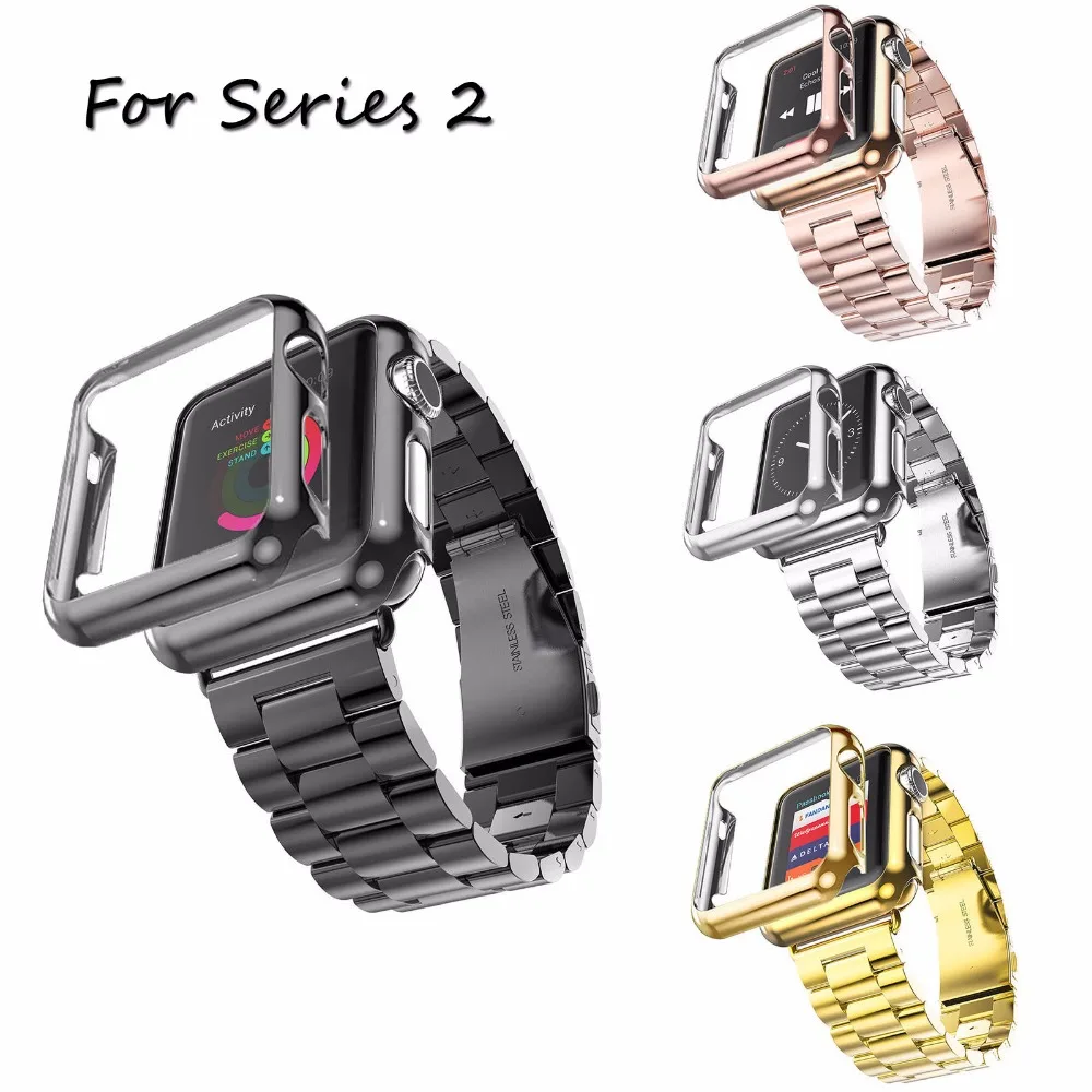 

DAHASE Classic Stainless Steel Band for Apple Watch Series 2 Strap iWatch 2nd Watchband 42mm 38mm Gold Plated Cover Bumper Case