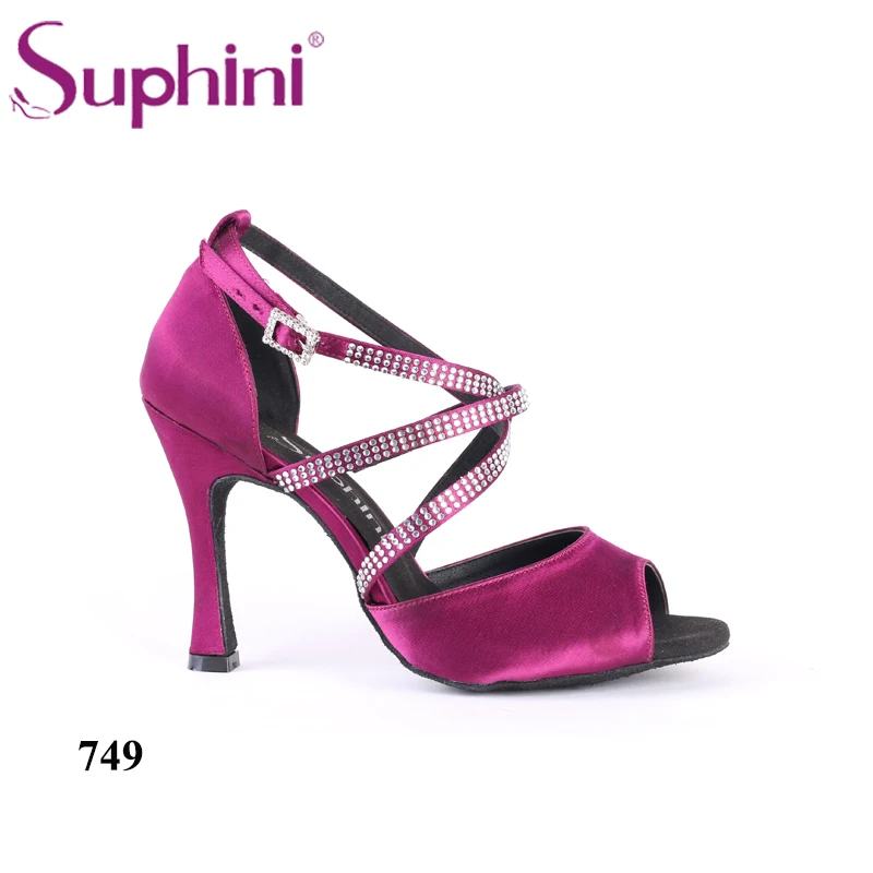 Привлекательные и удобные туфли для танцев, женские туфли на высоком каблуке для сальсы, латинских танцев - Цвет: Purple 10cm heel
