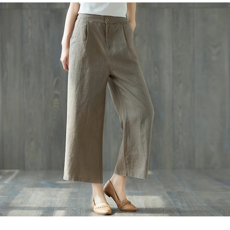 ilstile 2018 Womens Casual Loose Cotton Linen Wide Leg Pants Summer ...