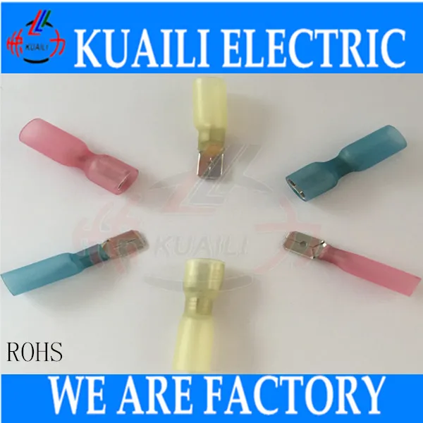 

200PCS Heat Shrink Electrical Connectors Shrinkable Wire Solder Terminals RED MDD1-250 FDFD1-250