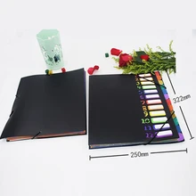 Rainbow Document Holder Organizer A4& 12 Pages File Folders with Slash Pockets PP Material Classified Storage Folders