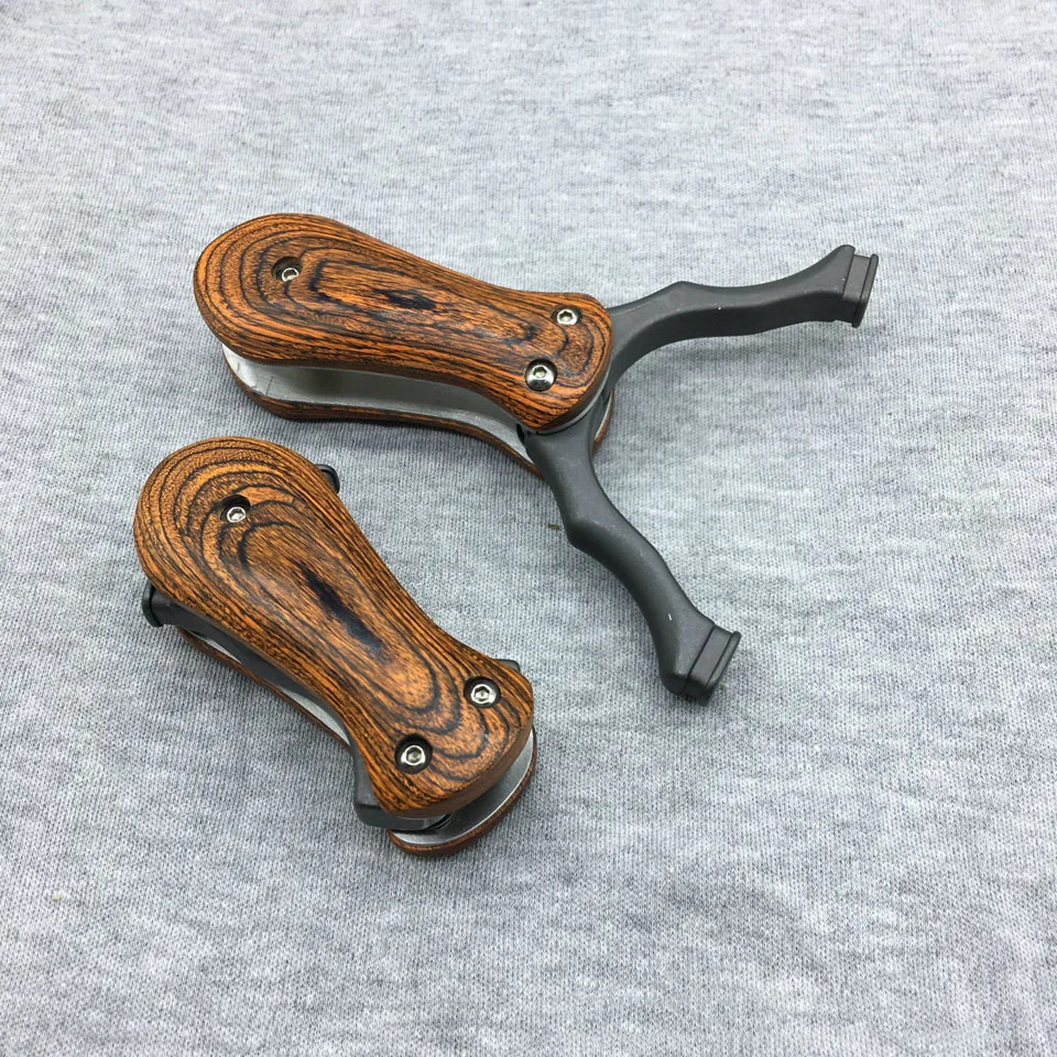 Рогатка Складная с деревянной ручкой из нержавеющей стали|slingshot stainless steel|folding