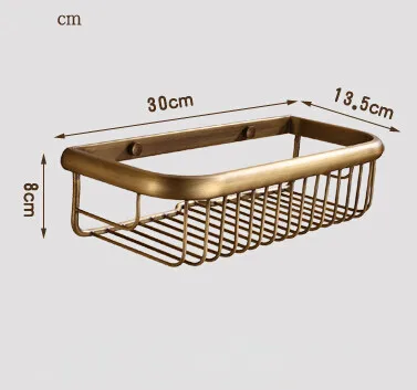 Ванная комната античная латунь Душевая полка-корзинка для ванной комнаты корзина для квадратной корзины для ванной комнаты держатель
