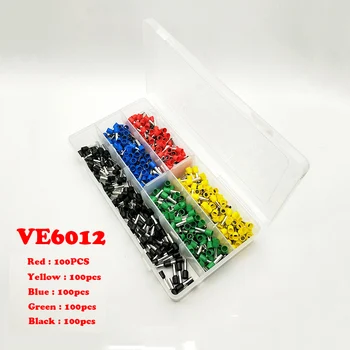 

500pcs VE6012 Red, yellow, blue, green and black Europe type terminal Needle terminal type pipe terminal