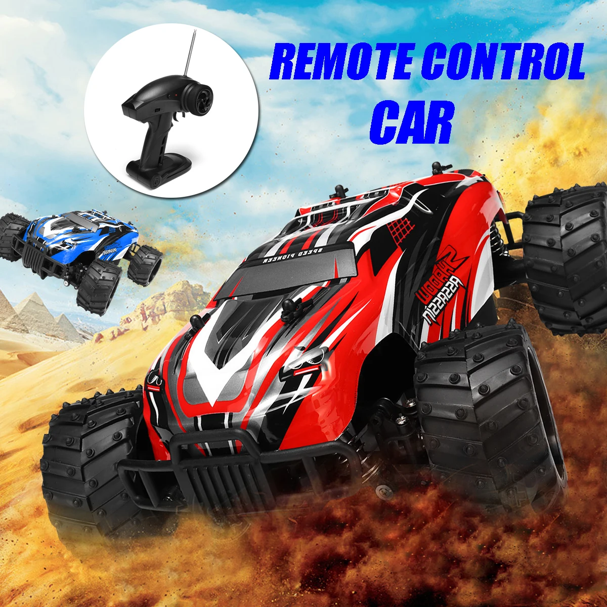 

S737 1/16 Red/Blue US Plug Electronic PVC RC Truck 2.4Ghz 4WD Off-Road Brushed Remote Control Car Toy Anti-crash Powerful Motor