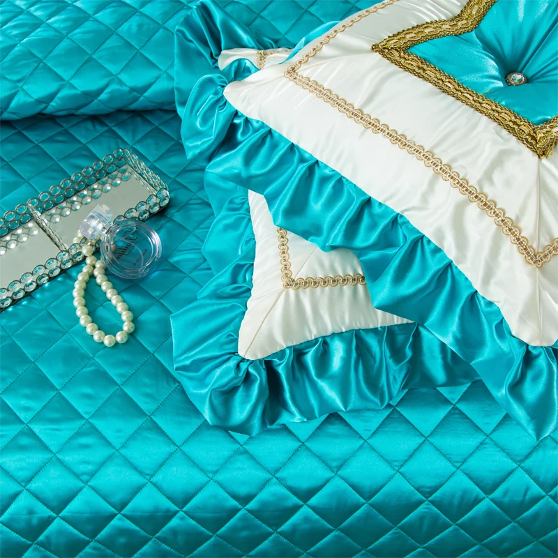 Комплект постельного белья королевского размера, розовый, фиолетовый, Роскошный шелковый хлопковый пододеяльник, покрывало на кровать, свадебное покрывало, комплект, ropa de cama juego de cama