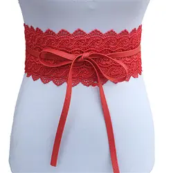 Модный Пояс Cincher женское платье Бант поясная лента искусственная кожа кружево широкий Декор пояс ленточный бандаж красный белый черный