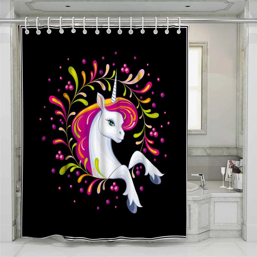 3D Beach Unicorn Shower Curtain Bathroom Waterproof Polyester Printing Curtains for Bathroom Shower