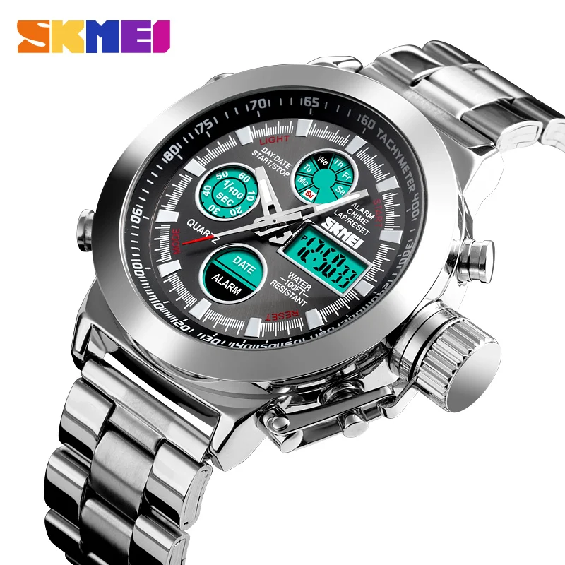 

SKMEI Luxury Men's Quartz Digital Watch Sport Watches Waterproof Male Wristwatch 2 Time Chronograph Clock Relogio Masculino 1515