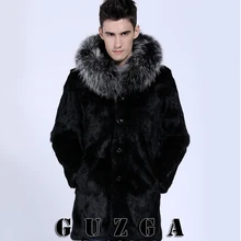 Зимняя мужская шуба из искусственного меха норки с капюшоном из лисьего меха, размер XXXL 4XL, мужские зимние теплые меховые куртки, парка, пальто, ветровка