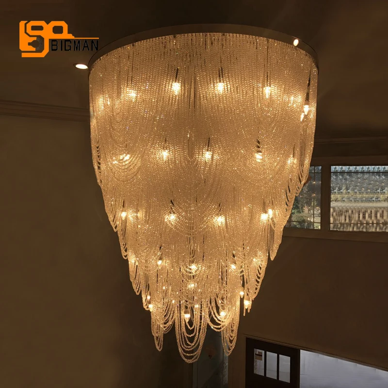 

luxury design large crystal lighting chandelier LED lamp AC110V 220V modern pendant lampadari foyer lights