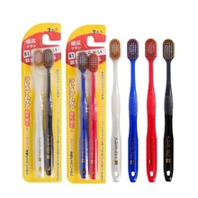 2 шт., японская взрослая зубная щетка с широкой головкой, 54 отверстия, тщательная чистка для влюбленных, Мягкая зубная щетка для волос, разные цвета