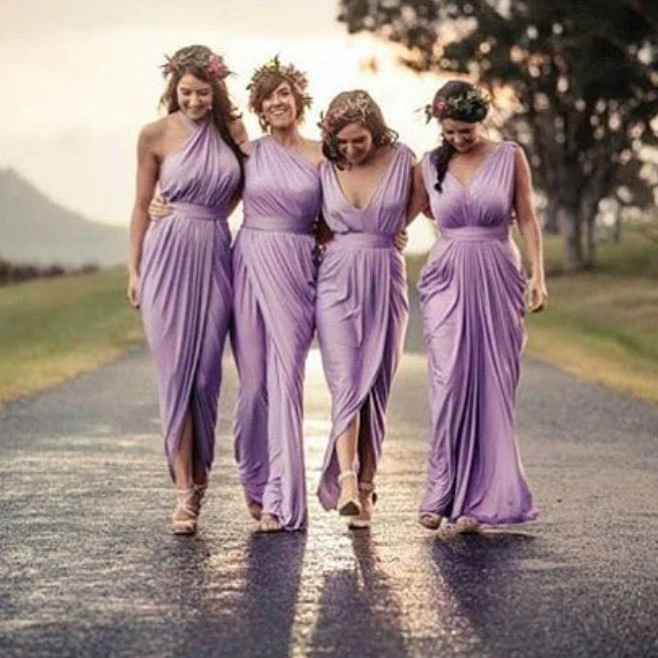 Púrpura larga de la gasa de dama de honor vestidos 2016 barato una línea de  volantes vestidos formales de un hombro traje de Demoiselle D'Honneur  C40|dress africa|dresses paintingsdresse - AliExpress