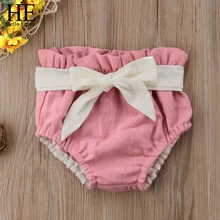 HE Hello Enjoy/Одежда для маленьких девочек с высокой талией детские шорты с оборками, бантом и шорты-штаны с карманами, милая летняя детская одежда детские штаны-шаровары