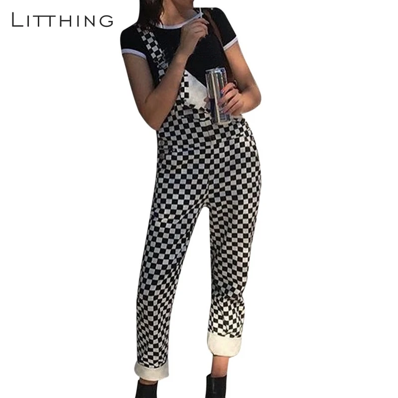 LITTHING 2019 women Street Hiphop Straight Wide Leg