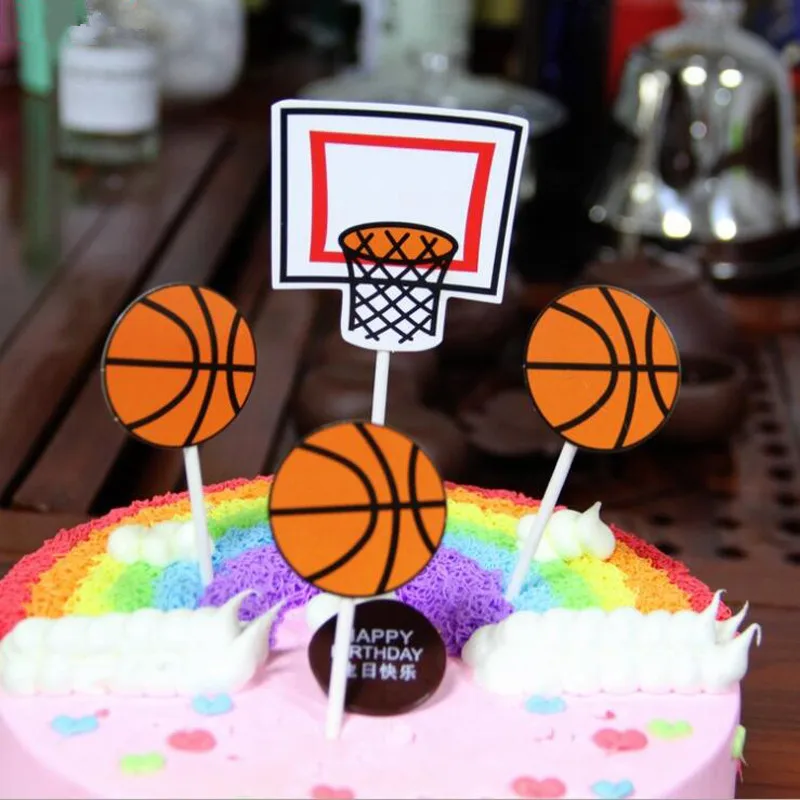 4 шт./компл. Футбол Бейсбол День Рождения Кекс Топпер милый Баскетбол бумажный Топпер на торт для дня рождения Спортивное праздничное украшение торта