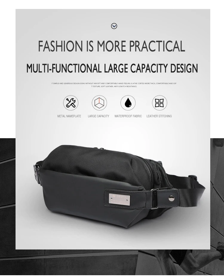 OZUKO Новая Мужская поясная сумка для денег модный телефон поясная сумка мульти-функциональная спортивная поясная сумка Fanny Pack водостойкая
