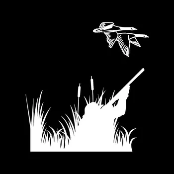 

14.4*15.1CM Goose Hunting Hunter Personalized Car Reflective Car Stickers Black/Silver Car Styling