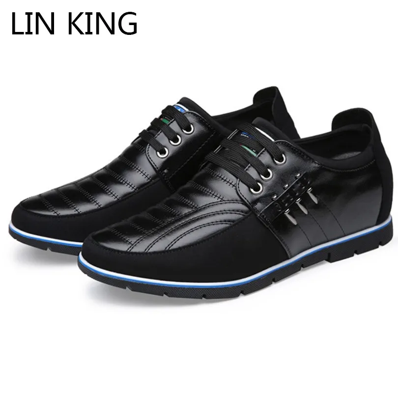 LIN KING Fashion Height Increase Men Genuine Leather 