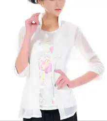 Бесплатная доставка Белый Новый китайских Для женщин шелковый атлас куртка весенние Embroidey цветы пальто Размеры размеры s m l xl XXL, XXXL MN 0097