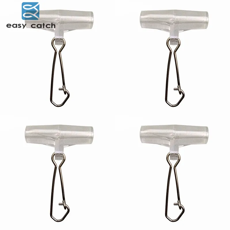 

Easy Catch 50pcs Fishing Sinker Slip Clip Clear Plastic Head Swivel With Hooked Snap Fishing Weight Slide For Braid Fishing Line