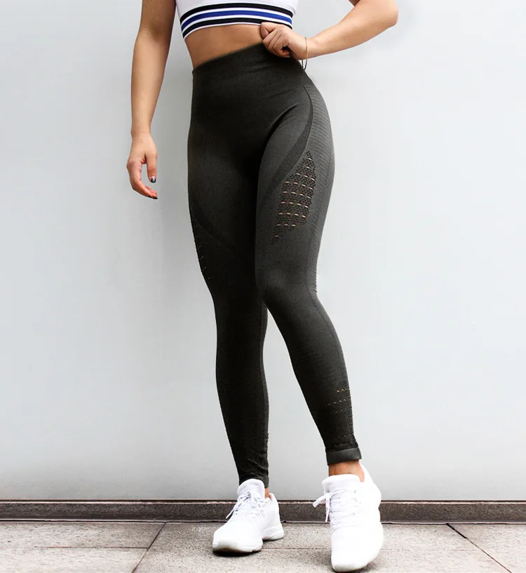Le Nakai женские энергетический бесшовный корсет штаны для йоги супер эластичные спортивные колготки высокая Талия спортивные легинсы для бега брюки - Цвет: Черный
