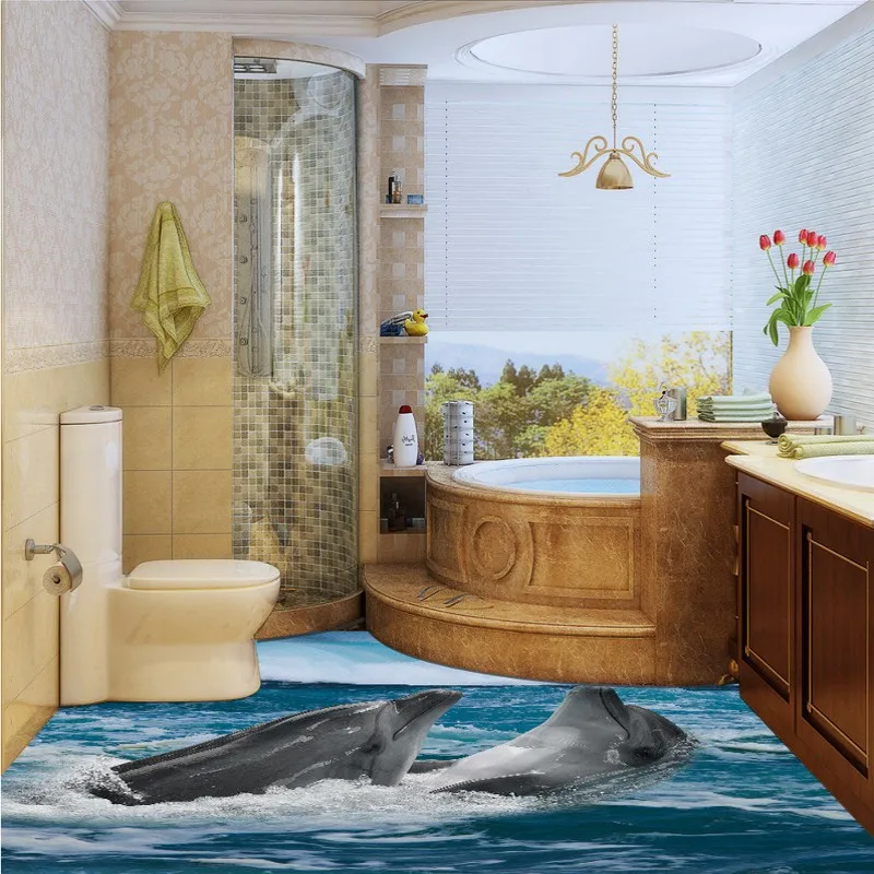 Дропшиппинг Fatman 3d Пол играть Дельфин обои самоклеящиеся водонепроницаемые обои Гостиная фотообои Papel Tapiz