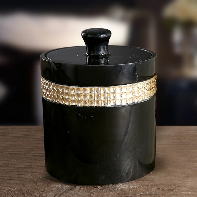 White with diamond jewelry box necklace ring earring bracelet swab cotton pad boxes toothpick cans simple storage box