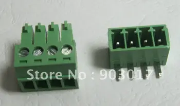 

200 pcs Pitch 3.81mm Angle 4pin/way Screw Terminal Block Connector Green Color Pluggable Type with angle pin