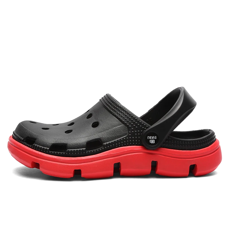 Black Red Мужские сандалии Crok Adulto Сабо Crocse черепки обувь EVA; сандалии; сезон лето; пляжные обувь, Тапочки Cholas hombre Bayaband с рисунком «крокодил» - Цвет: Black Red