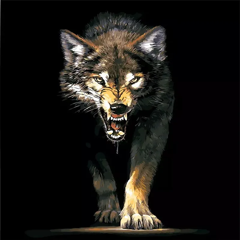 Wild Wolf DIY живопись по номерам комплекты раскраска на холсте расписанную декора