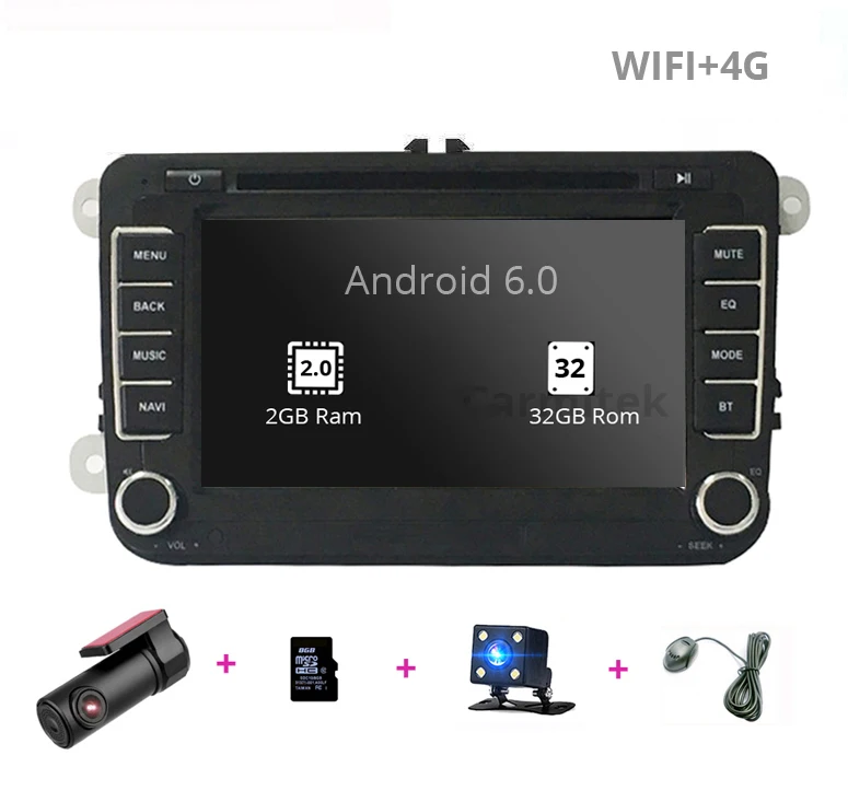 Android Мультимедиа Радио gps навигация двойной din для vw polo sedan scirocco Caddy Passat b6 b7 DVD volkswagen golf 4 5 6 - Цвет: 2GB32GB DVR8GBCamMic