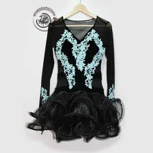 Стиль Костюмы для латинских танцев кисея с длинным рукавом конкурс латиноамериканских танцев платья для женщин Детские платья для латинских танцев S-4XL