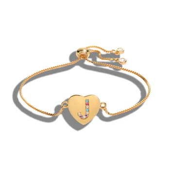 

Cubic Zirconia 26 Alphabet Letter Charm Bracelet Femme Copper A-Z Initial Chain name Bracelets for Women Jewelry Adjustable