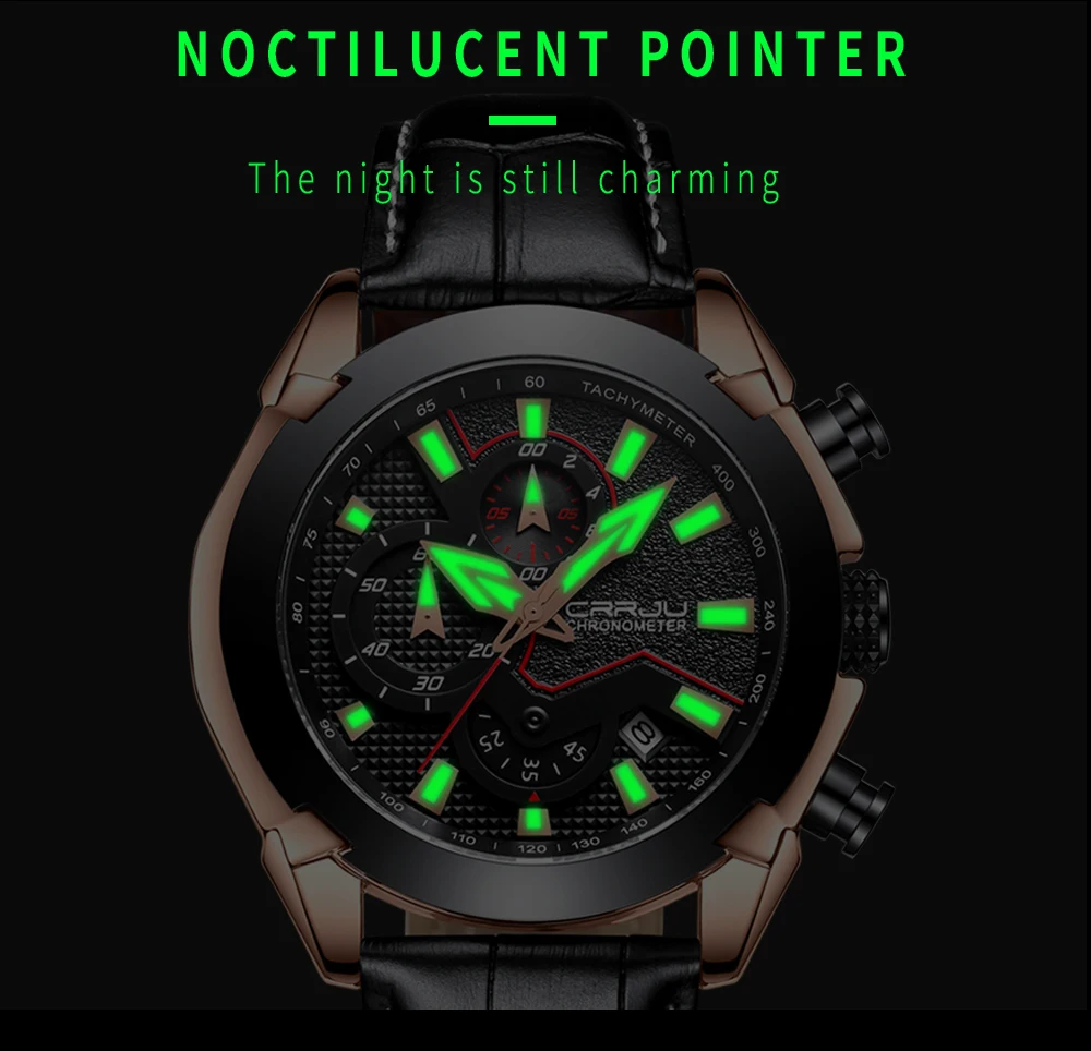 2018 CRRJU модные для мужчин Спорт кварцевые наручные мужские часы с хронографом Дата часы Человек Военная Униформа кожа водонепроница Relogio