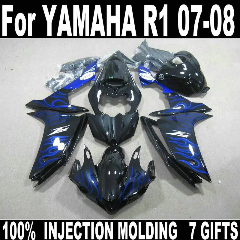 

Motorcycle fairing kit for YAMAHA injection molding YZF R1 07 08 blue black fairings set R1 2007 2008 JL29