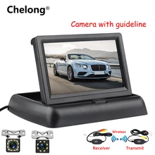 4.3 pollici HD Pieghevole Auto Retrovisore della Macchina Fotografica di Backup Reverse Backup Monitor di Retromarcia LCD Display TFT DA 2.4 Ghz Macchina Fotografica Senza Fili Kit