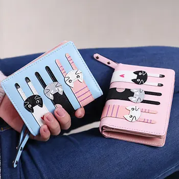 

The new mobile phone wallet female long Zip fastener cartoon three cats fashion women's wallet, hand bag