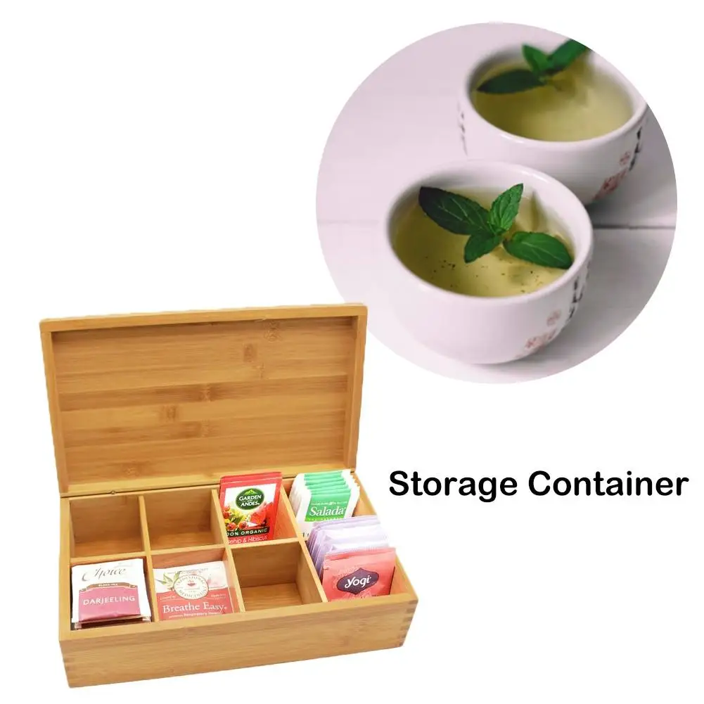 

Personalized Wood Tea Box Caddy Organizer Bamboo Tea Storage Holder With 8 Compartments Sturdy And Durable